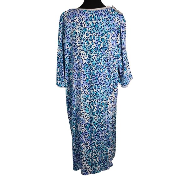NWT | Blue Leopard Print Post Surgery Nightgown Hospital Gown Snap Shoulders | 3 - Picture 2 of 6